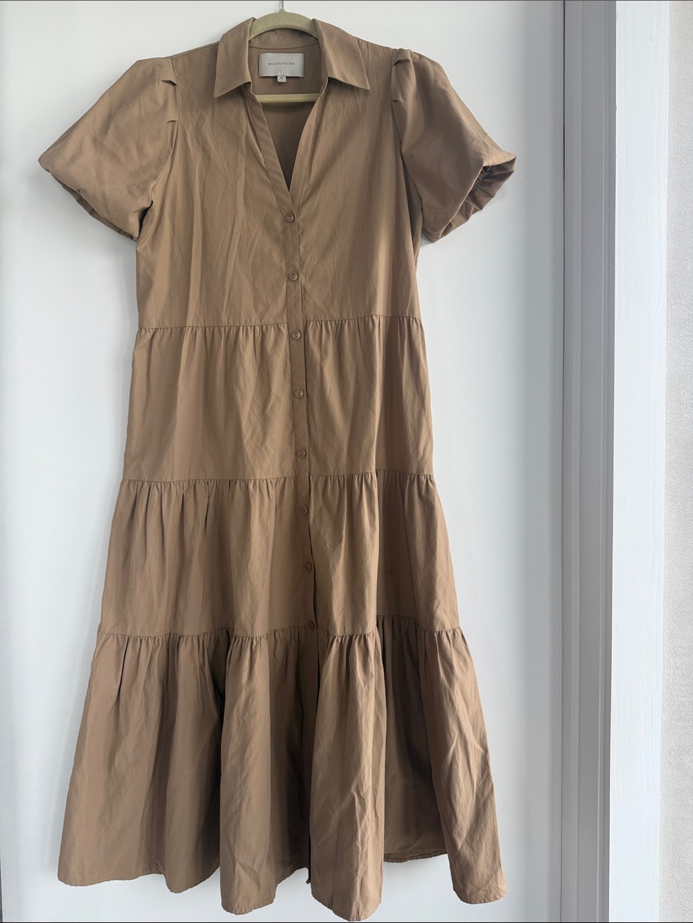 Brochu Walker Tan Tiered Button-Front Maxi Dress